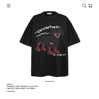 American vintage street T-shirt cotton boys summer loose