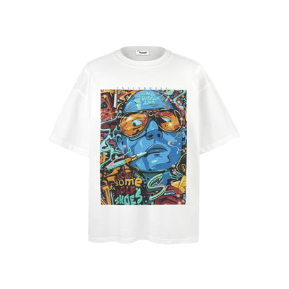 American vintage street T-shirt cotton men's summer loose
