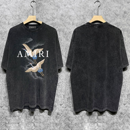 Amiri T-shirt Washed and Worn Retro Short Sleeve T-shirt