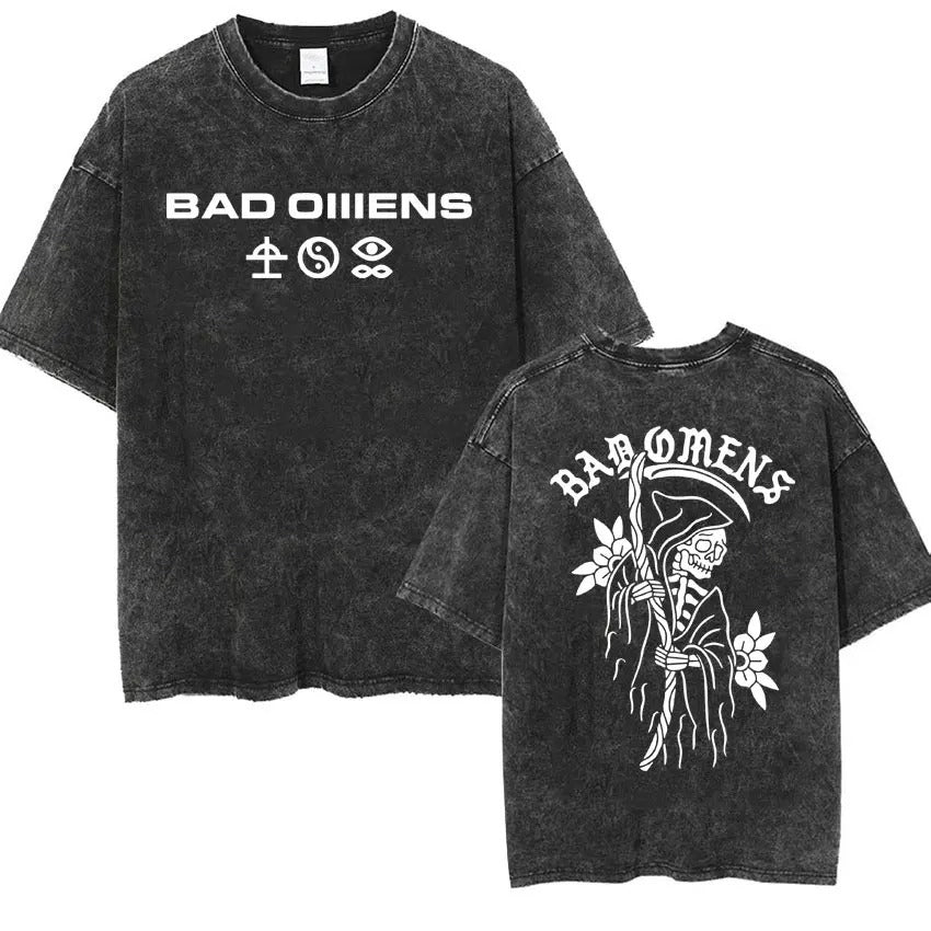 Bad Omens Band Music Tour 2024 Washed T Shirt Retro 90s Men