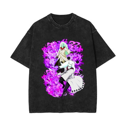 Anime T-shirt short-sleeved summer washed old cotton top loose