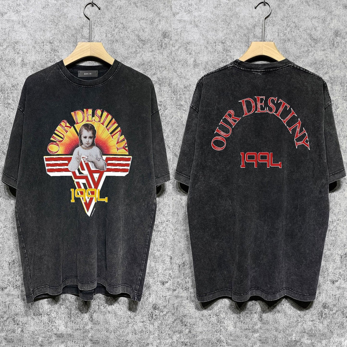 Amiri T Shirts Washed and Worn Retro Short Sleeve T-shirt