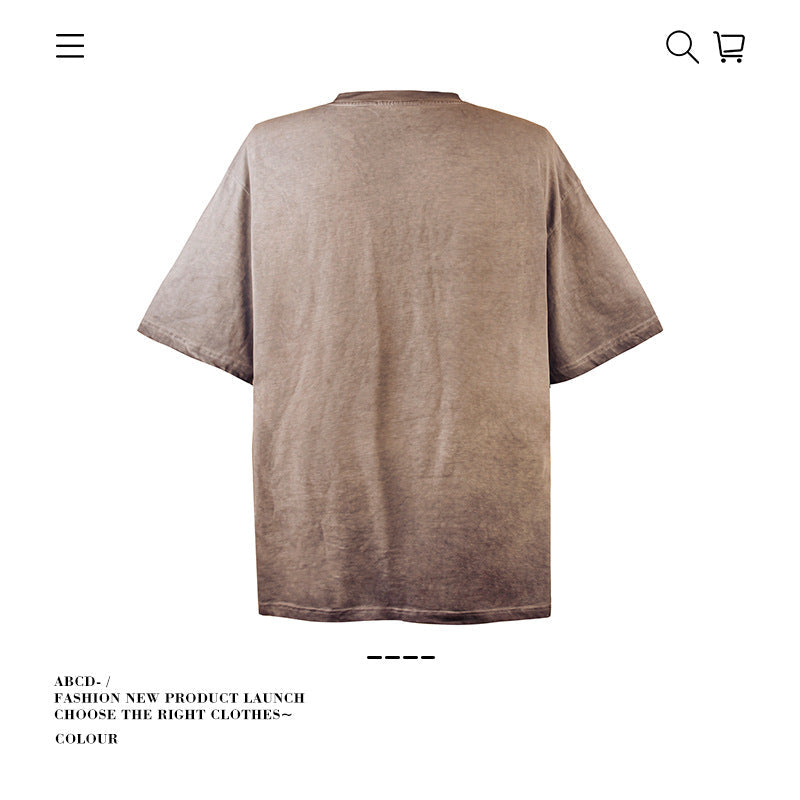 American vintage street T-shirt pure cotton retro men's and women's summer loose half sleeves