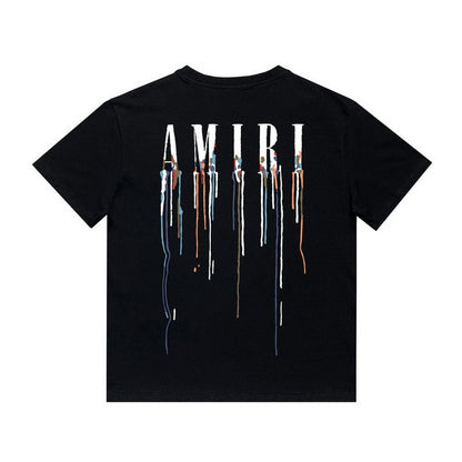 Amiri T Shirt Color Ink Splash Paint Colorful Casual Round Neck