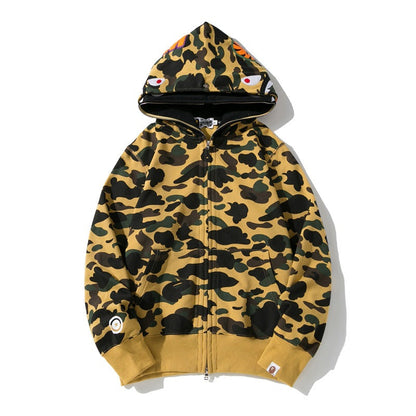 Bathing Ape Hoodie Shark Under the Stars Hooded Cardigan Zip Double Hat Camo Sweater Jacket