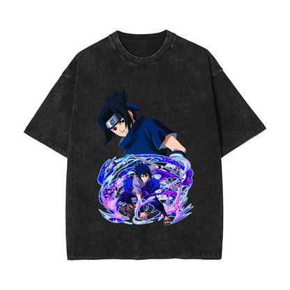Anime T-shirt short-sleeved summer washed old cotton top loose