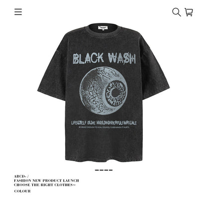 American vintage street T-shirt pure cotton retro men's and women's summer loose