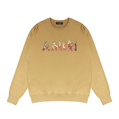 Amiri Long Sleeved Shirt Long Fashion Brand Crew Sweatshirts round Neck Sweater