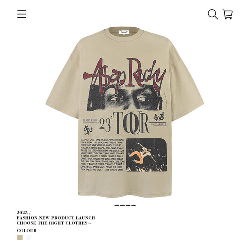 American vintage street T-shirt loose cotton summer retro men's wear