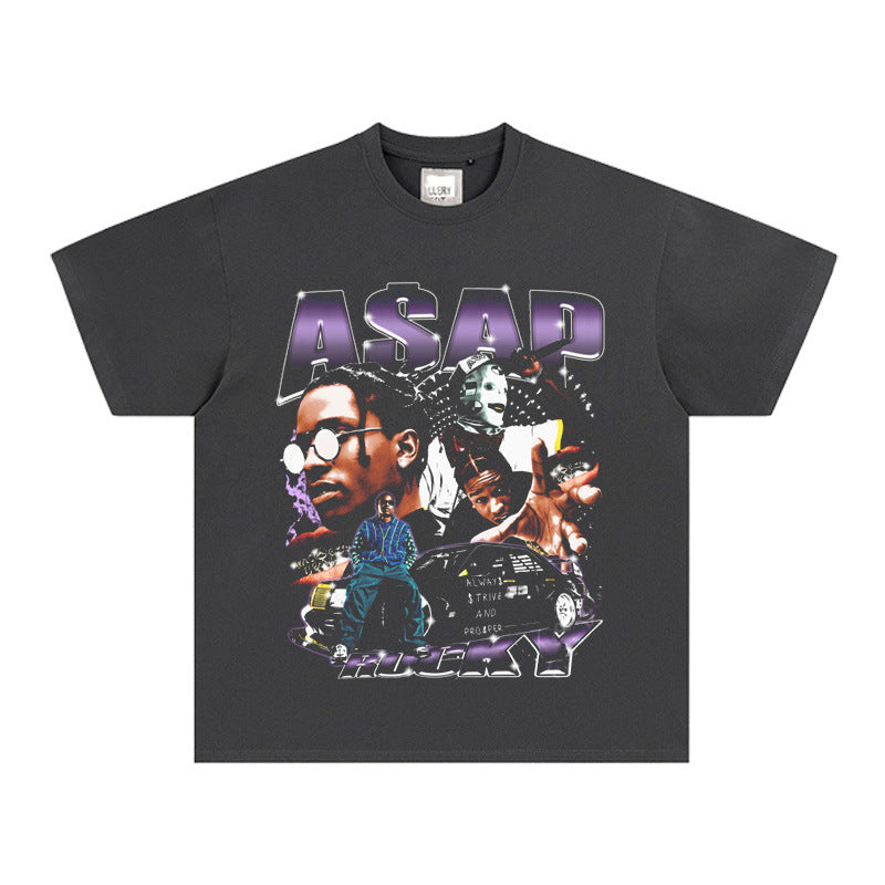 Asap Rocky T-Shirts Vintage ASAP Rocky Summer Short Sleeve T-Shirts Men and Women