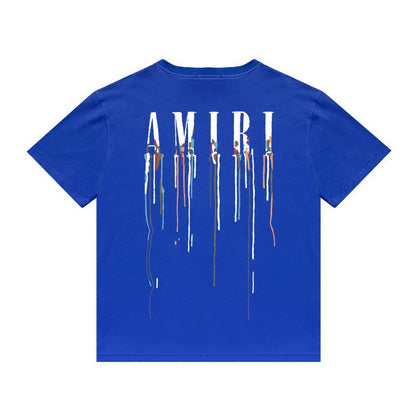 Amiri T Shirt Color Ink Splash Paint Colorful Casual Round Neck