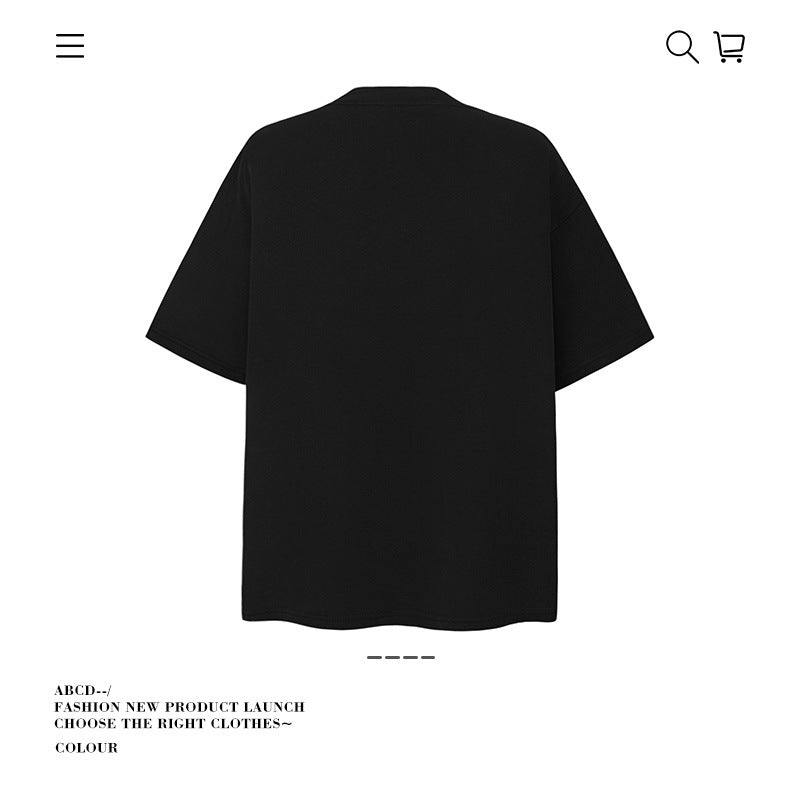 American vintage street T-shirt pure cotton retro men's and women's summer loose half sleeves