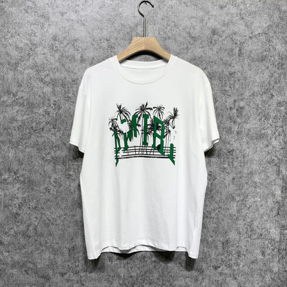 Amiri T Shirt Coconut Tree Beach Casual Round Neck