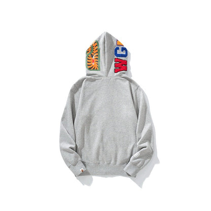 Bathing Ape Hoodie Shark Double Hat Embroidered Zip Sweater Casual Loose Hooded Jacket