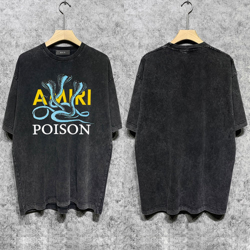 Amiri T-shirt Washed and Worn Retro Short Sleeve T-shirt