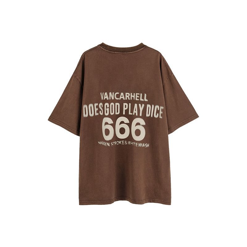 American vintage street T-shirt retro men's loose half-sleeved shirt