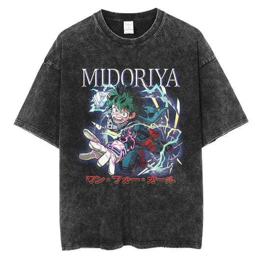 20242024 Fashion Streetwear Men Washed T Shirt Anime