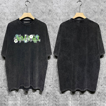 Amiri T-shirt Washed and Worn Retro Short Sleeve T-shirt