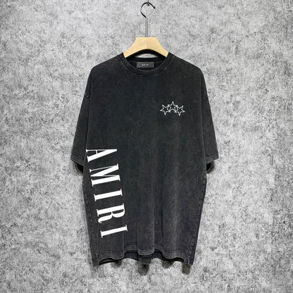 Amiri T-shirt Washed and Worn Retro Short Sleeve T-shirt