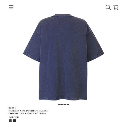 American vintage street T-shirt summer loose cotton men's clothing