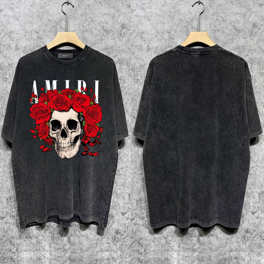 Amiri T-shirt Washed and Worn Retro Short Sleeve T-shirt