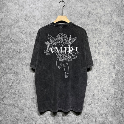 Amiri T-shirt Washed and Worn Retro Short Sleeve T-shirt