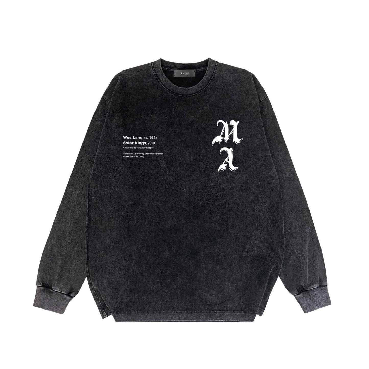Amiri Long-Sleeved Shirt Horn Skull Vintage Distressed Long Sleeve T-shirt