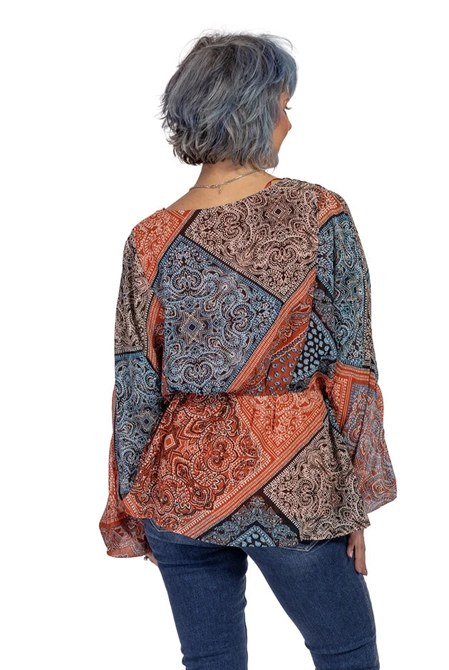 Women's Boho Long Balloon Sleeve Top