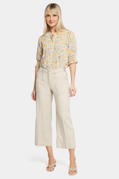 Wide Leg Cargo Capri Pants In Petite - Feather