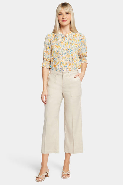 Wide Leg Cargo Capri Pants In Petite - Feather