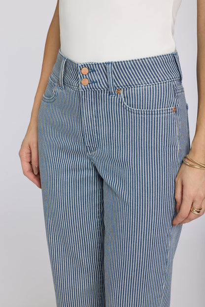 Bailey Relaxed Straight Crop Jeans In Petite - Malaga Stripe