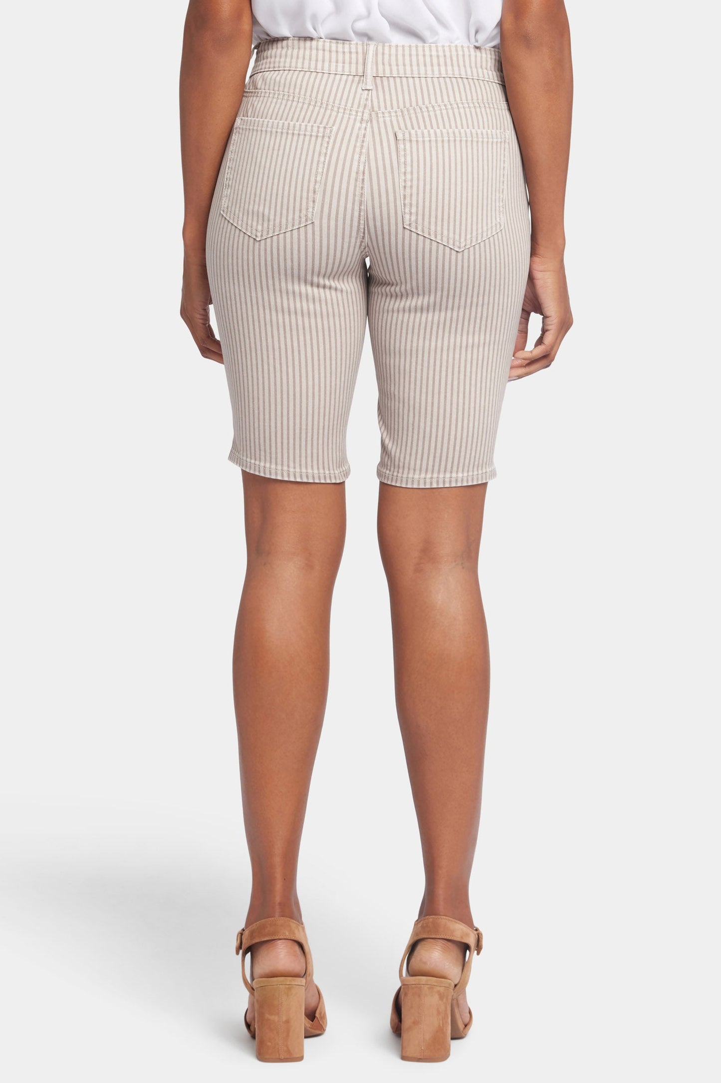 Briella 10 Inch Denim Shorts In Petite - Sandbar Stripe