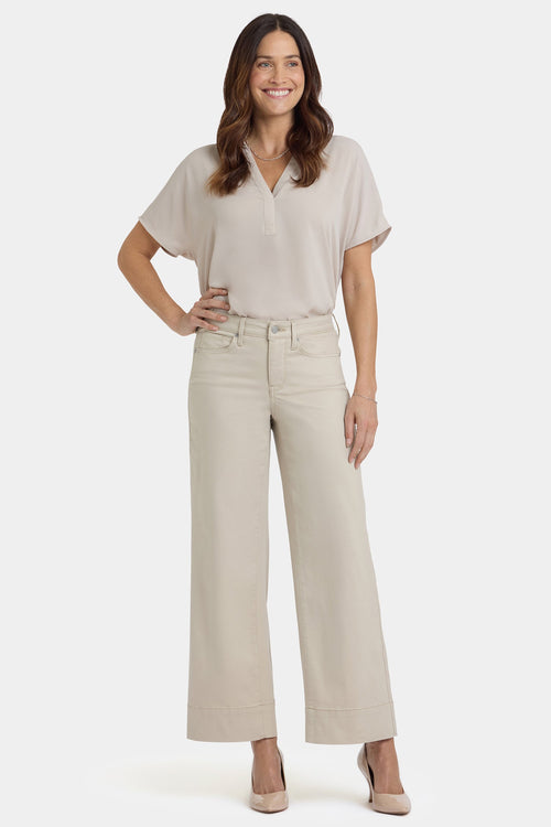 Teresa Wide Leg Ankle Jeans In Petite - Feather