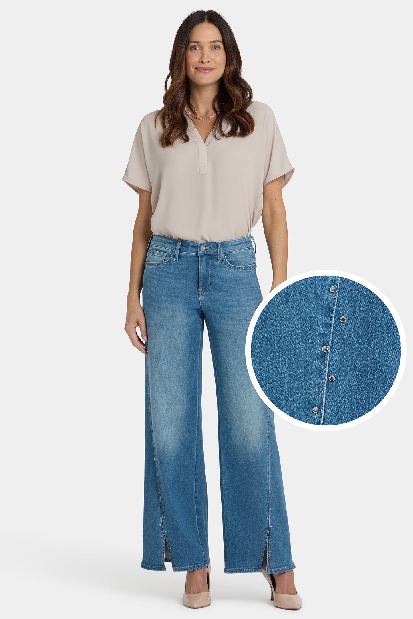 Teresa Wide Leg Jeans In Petite - Avenue Blue
