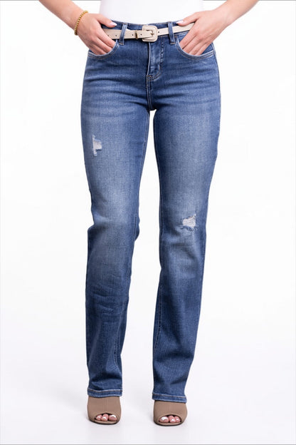 The Lana Mid-Rise Tummy Control Straight Leg Denim