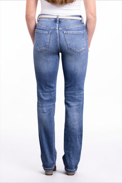 The Lana Mid-Rise Tummy Control Straight Leg Denim