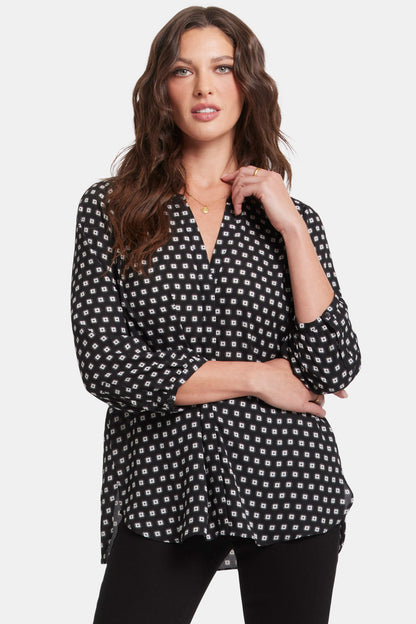 Pintuck Blouse - Pearl Medallion