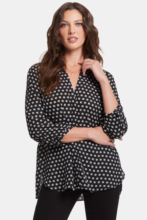 Pintuck Blouse - Pearl Medallion