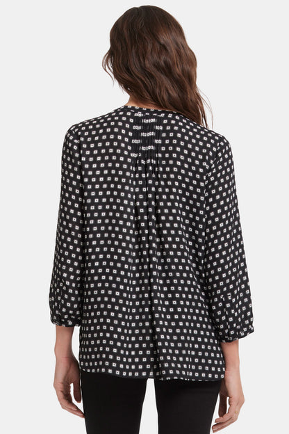 Pintuck Blouse - Pearl Medallion