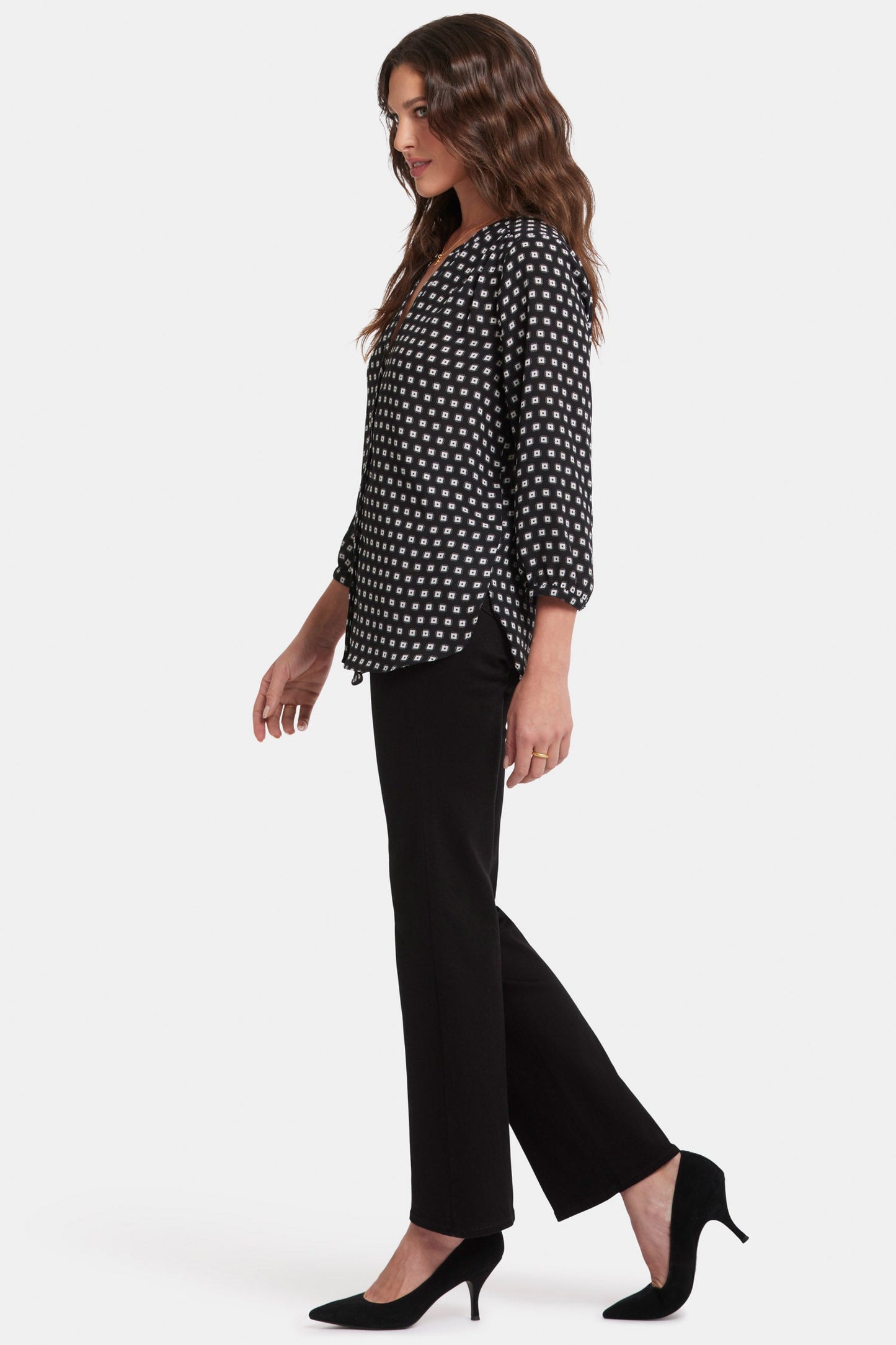 Pintuck Blouse - Pearl Medallion