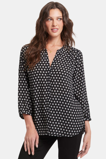 Pintuck Blouse - Pearl Medallion