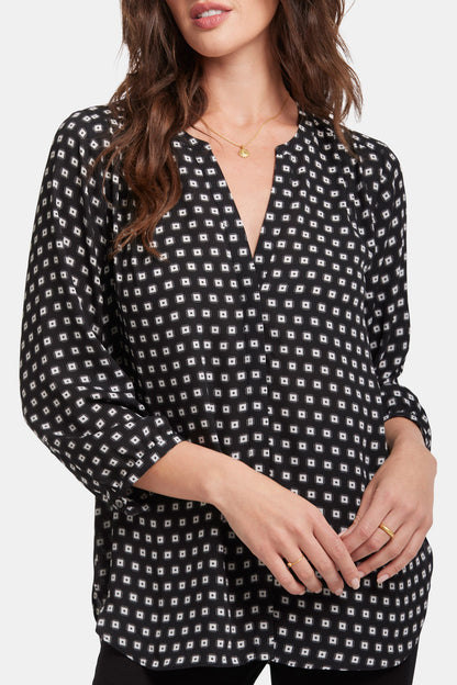 Pintuck Blouse - Pearl Medallion