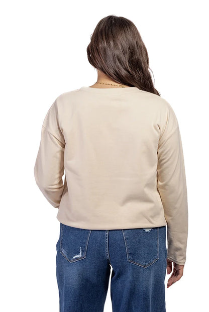 Women's Bubble Hem Long Sleeve Top