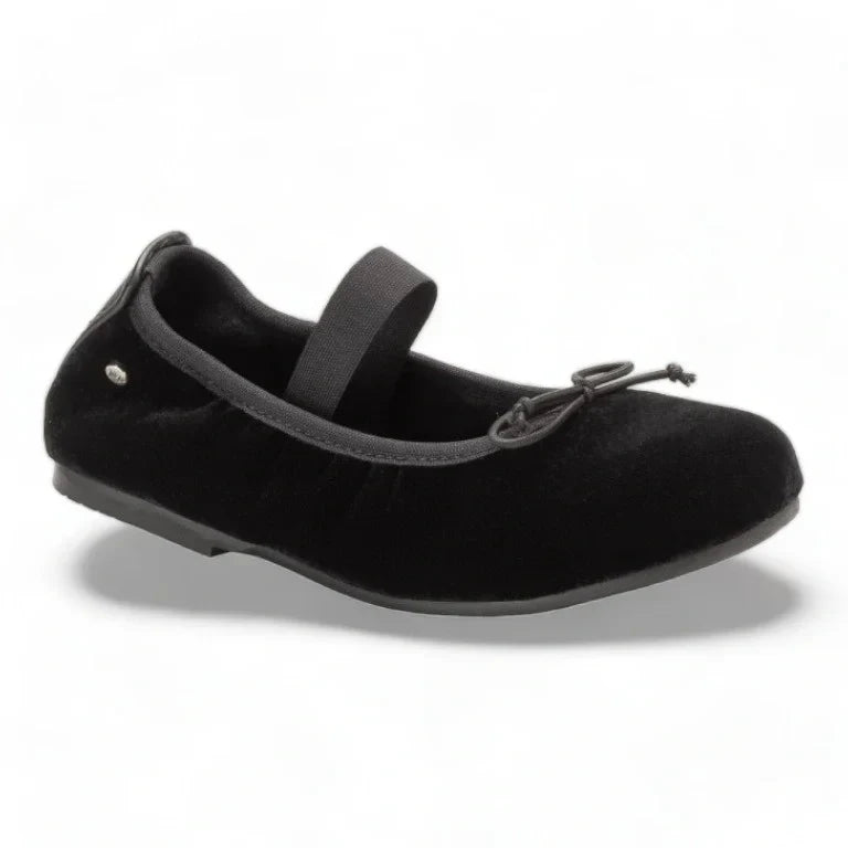 Taylor - Black Velvet Front Strap Girl's Shoes by Manuella de Juan