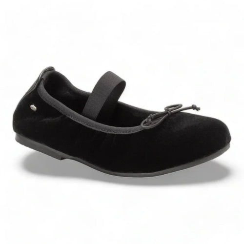 Taylor - Black Velvet Front Strap Girl's Shoes by Manuella de Juan