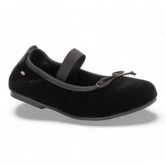 Taylor - Black Velvet Front Strap Girl's Shoes by Manuella de Juan