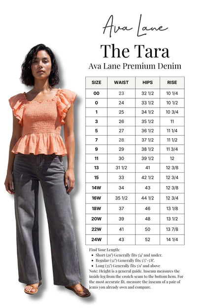 The Tara High-Rise Charcoal Wide Leg Tummy Control Jeans - Three Inseams