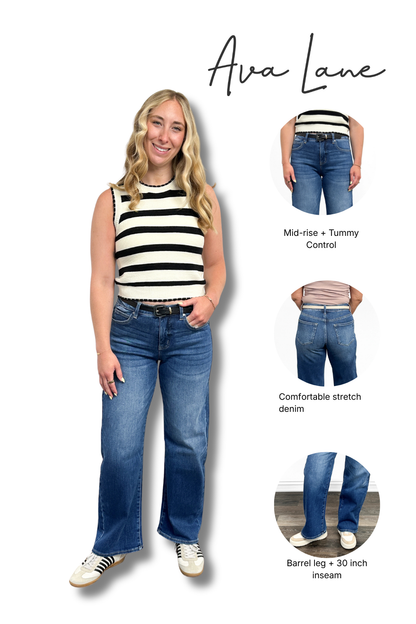 The Darcy Mid-Rise Tummy Control Barrel Jeans