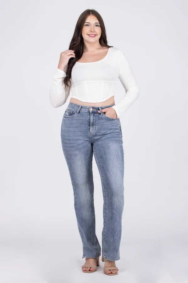 Tighten Up Women's Corset-Like Long Sleeve Crop Top