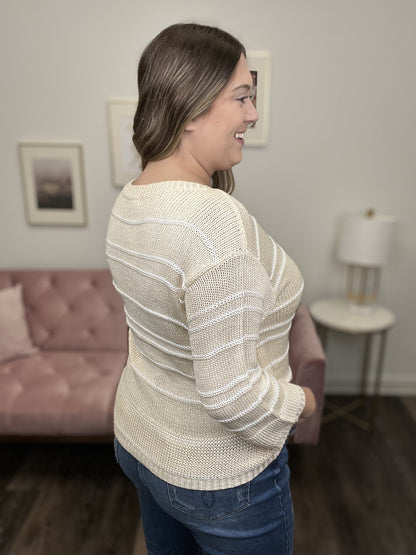 Go For It Women's Loose Cable Knit Bell Sleeve Sweater